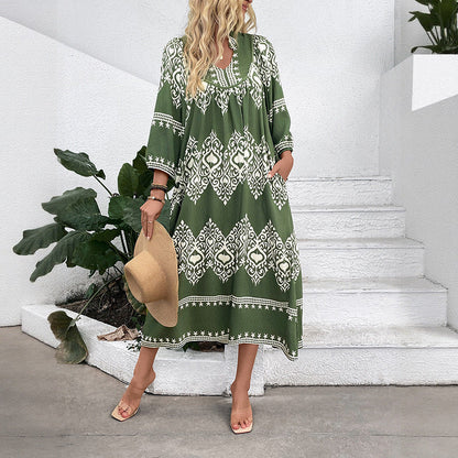 Casual Vacation Personalized Ethnic Style Geometric Dresses
