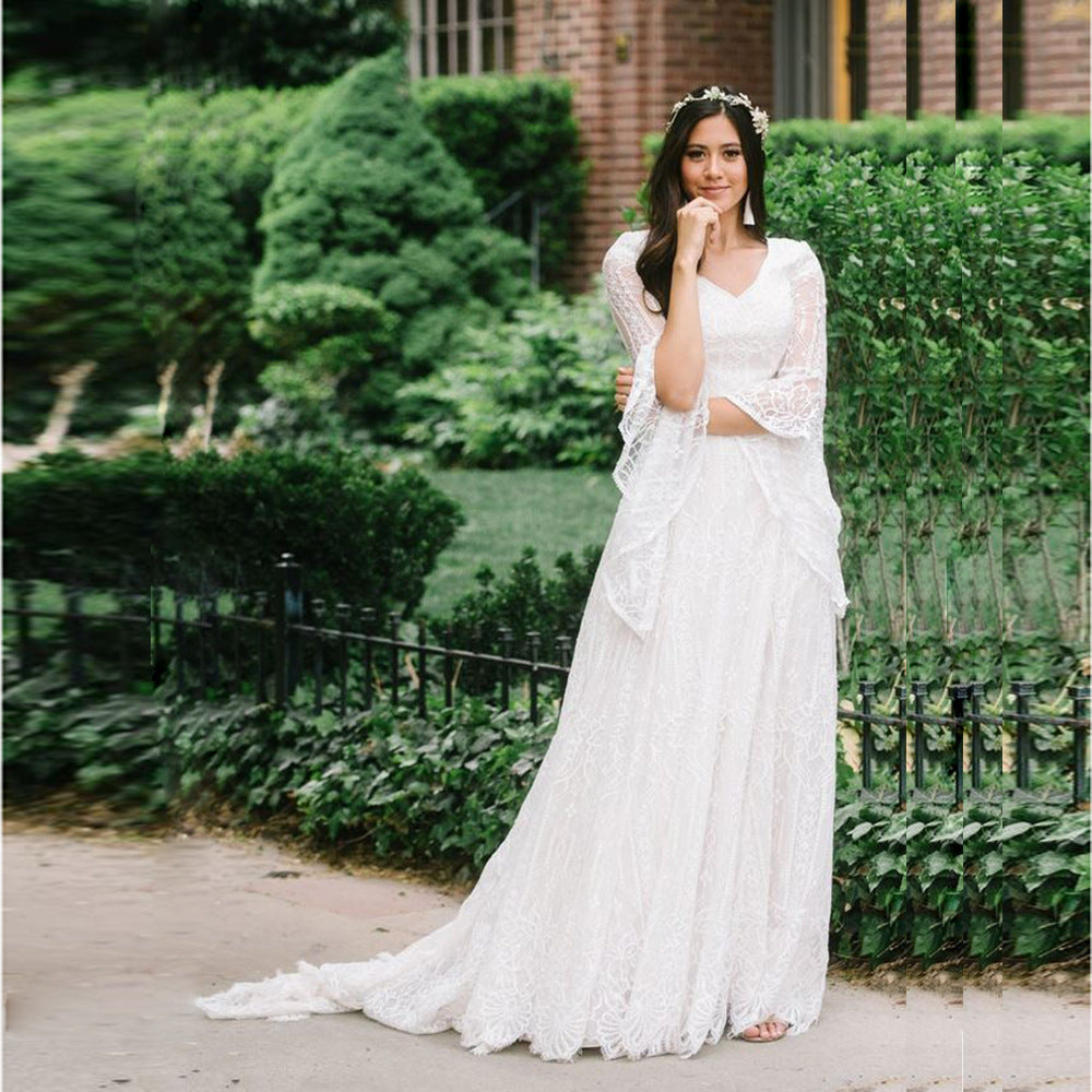 Women's Sleeve Lace Loose Elegant Pregnant Graphy Wedding Dresses