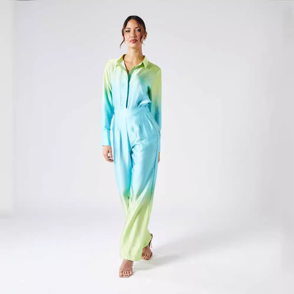 Summer Loose Printed Long-sleeved Shirt Casual Suits