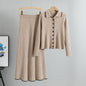 Women's Two-piece Set Knitted Collar Slim Korean Suits