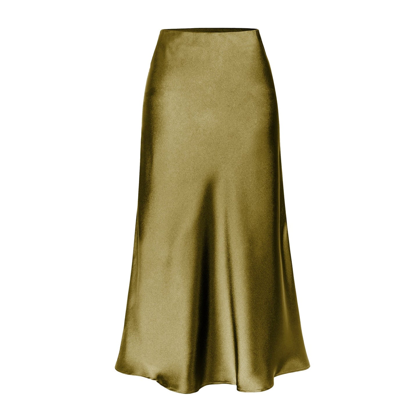 Women's Quality Acetate Satin Elastic Waist Pure Skirts