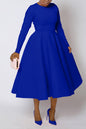 Women's Solid Color Long Sleeve Round Neck Dresses