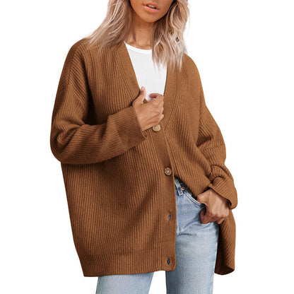 Women's Online Simple Knitted Button Solid Color Sweaters
