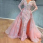 Spring Sexy Hip Tail Long Dress Pink Sequin Wedding Dresses