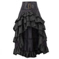 Retro Front Long Back Irregular Ruffles High Waist Stitching Dresses