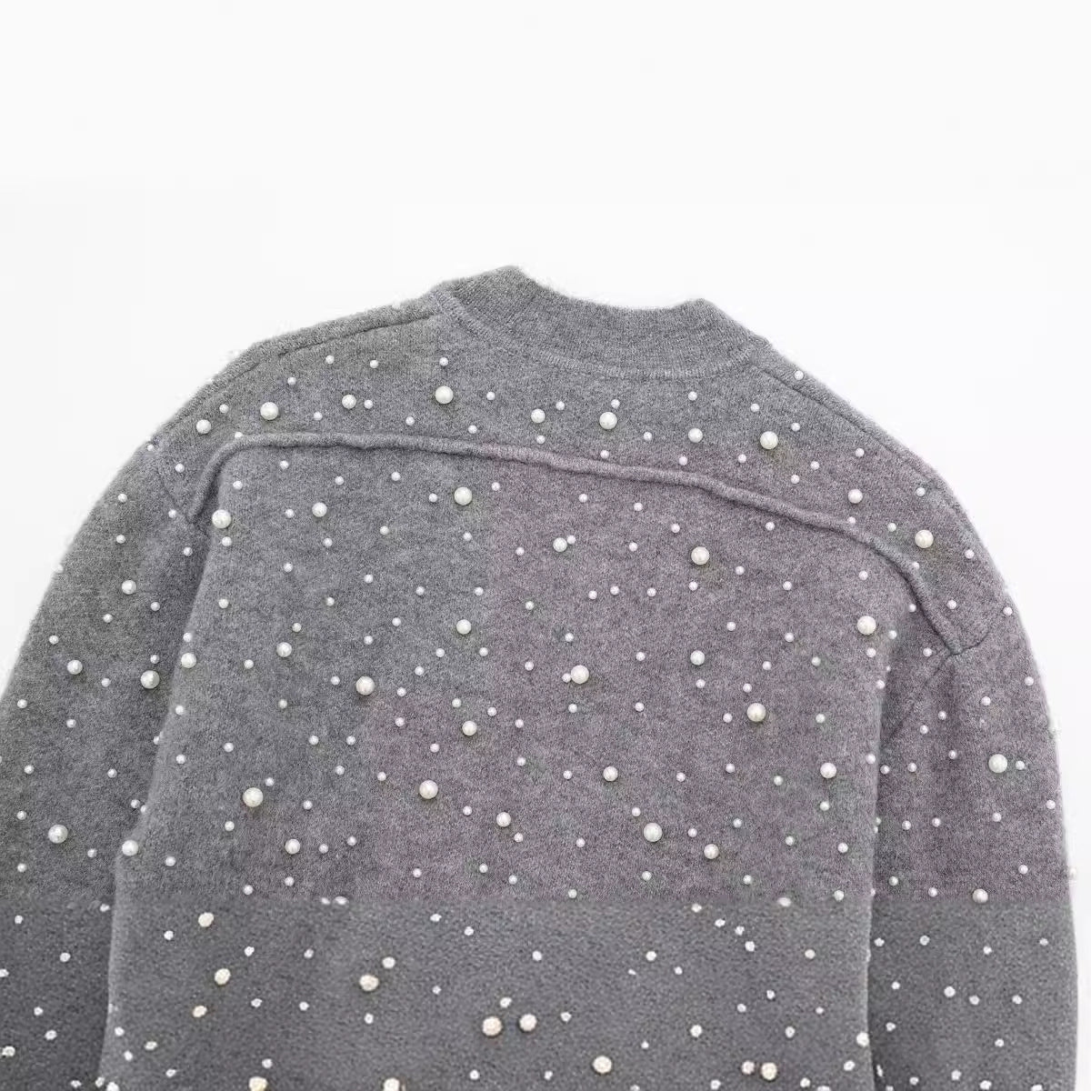 Trendy Autumn Decorated Pearls Knitted Bomber Jackets