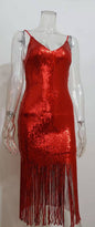 Women's Dress Deep Tassel Embroidered Sequins Sexy Dresses