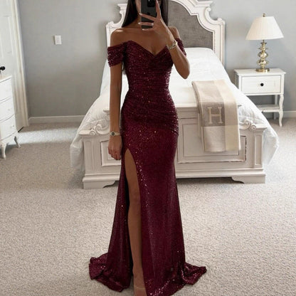 Women's Party Sequins Split Dress Casual Fashion Dresses