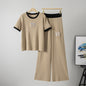 Women's Fashion Two-piece Embossed Rhinestone Letter Short-sleeved Suits