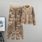 Women's Jacquard Landscape Painting Fashionable Knitted Round Suits