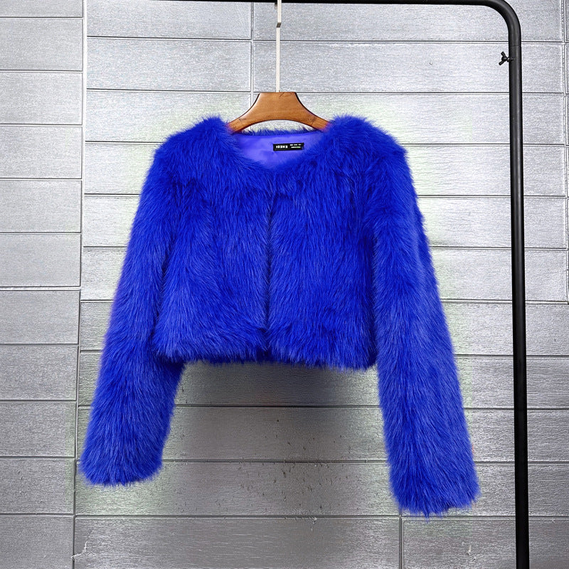 Women's Imitation Tuscan Fur Korean Style Solid Coats
