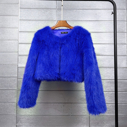 Women's Imitation Tuscan Fur Korean Style Solid Coats