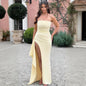 Color Sleeveless Tube Backless Slit Zip Dresses
