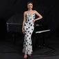 Women's Sexy Suspender Dress Heart Printing Backless Dresses