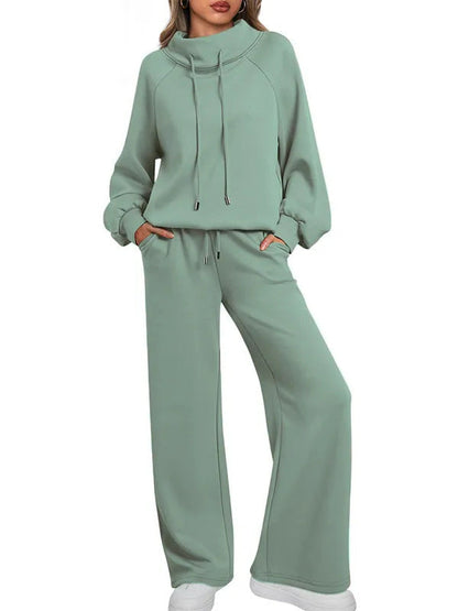 Women's Long Sleeve Wide Leg Fashion Waist Suits