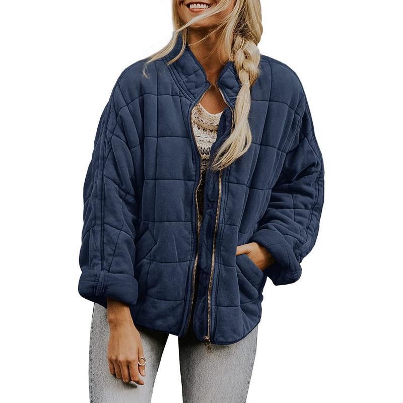 Women's Solid Color Stand-up Collar Loose Pockets Long Coats