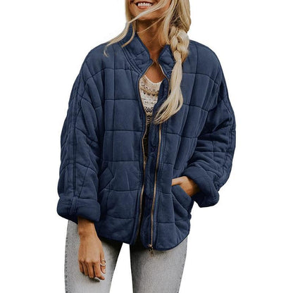 Women's Solid Color Stand-up Collar Loose Pockets Long Coats