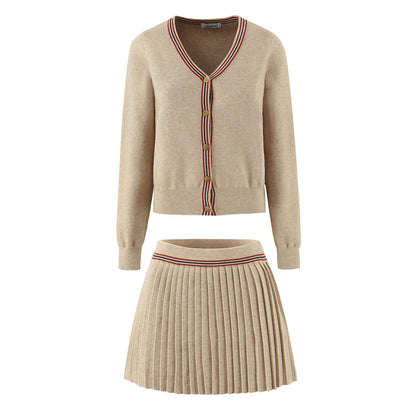 Women's Unique Autumn Long-sleeved Knitted Pleated Suits