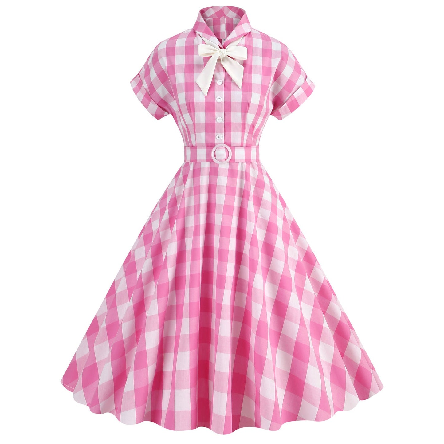 Barbie Pink Death Plaid Bow Tie Dresses