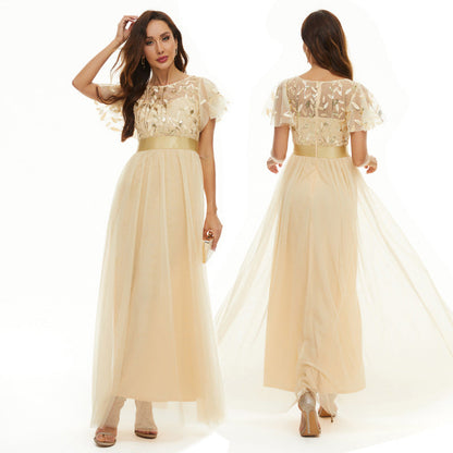 Sleeve Round Neck Pettiskirt High Waist Wedding Dresses