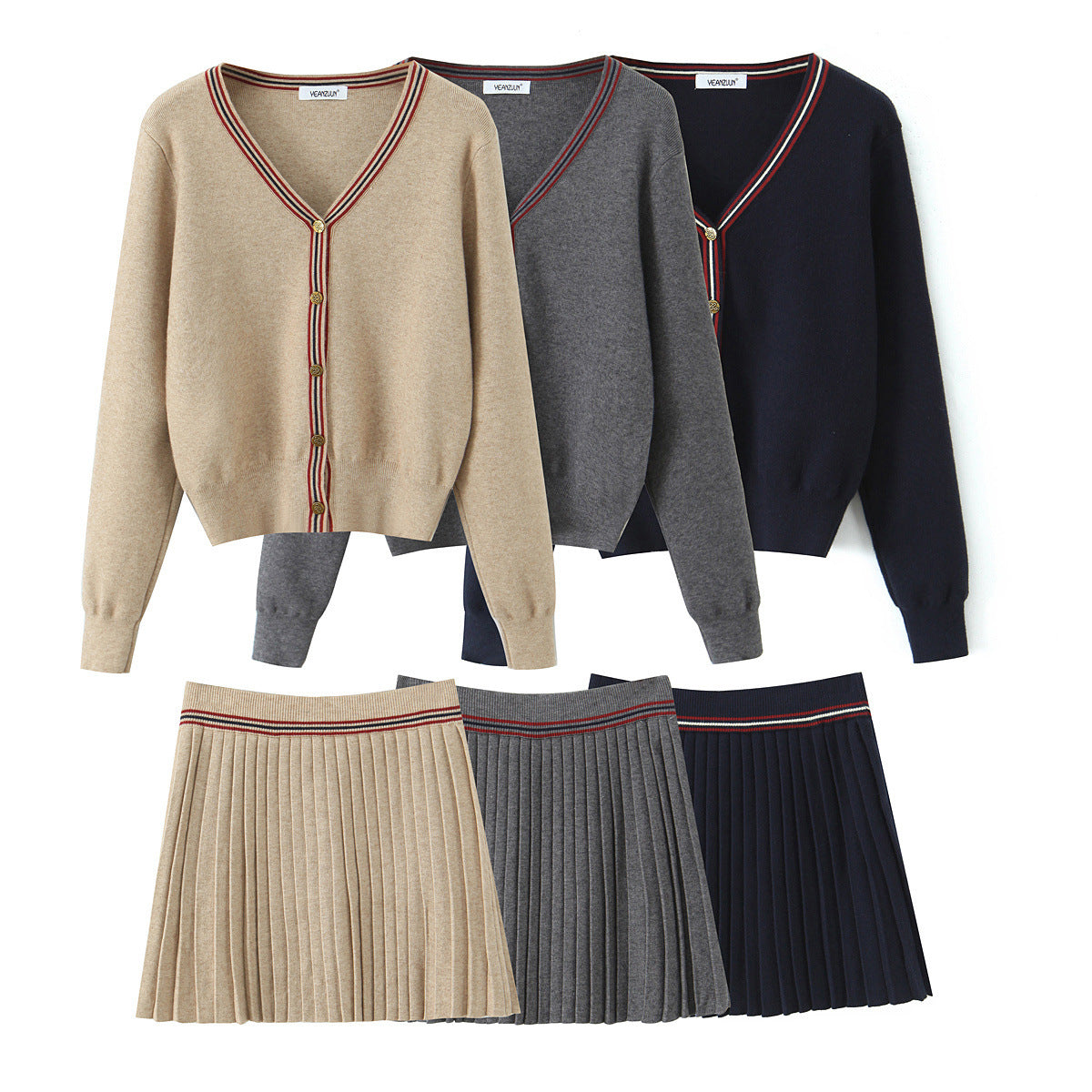 Women's Unique Autumn Long-sleeved Knitted Pleated Suits
