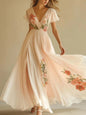 Women's Collar Sleeve Digital Printing Positioning Dress Skirts