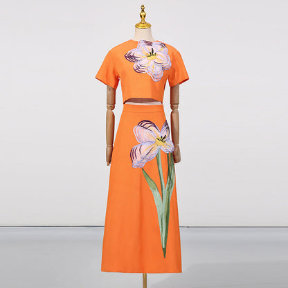 Women's Summer Retro Slim Fit Slimming Beautiful Flower Suits