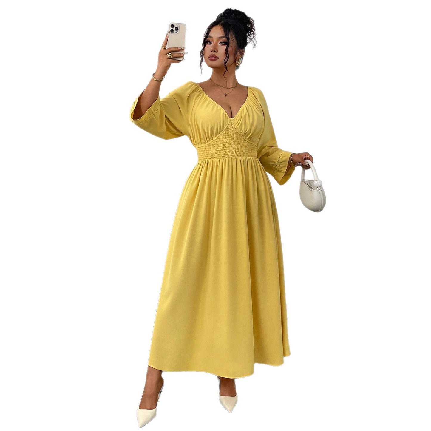 Women's Dress Sexy Temperament Deep Yellow High Dresses