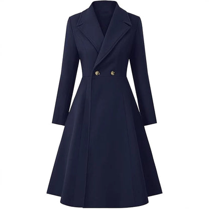 Women's Winter Gap Lapel Double Breasted Button-shaped Pleating Coats