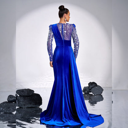 Women's Long Sleeve Temperament Crew Neck Sequined Dresses