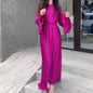 Women's Autumn Dress Elegant Pleated Bell Sleeve Dresses