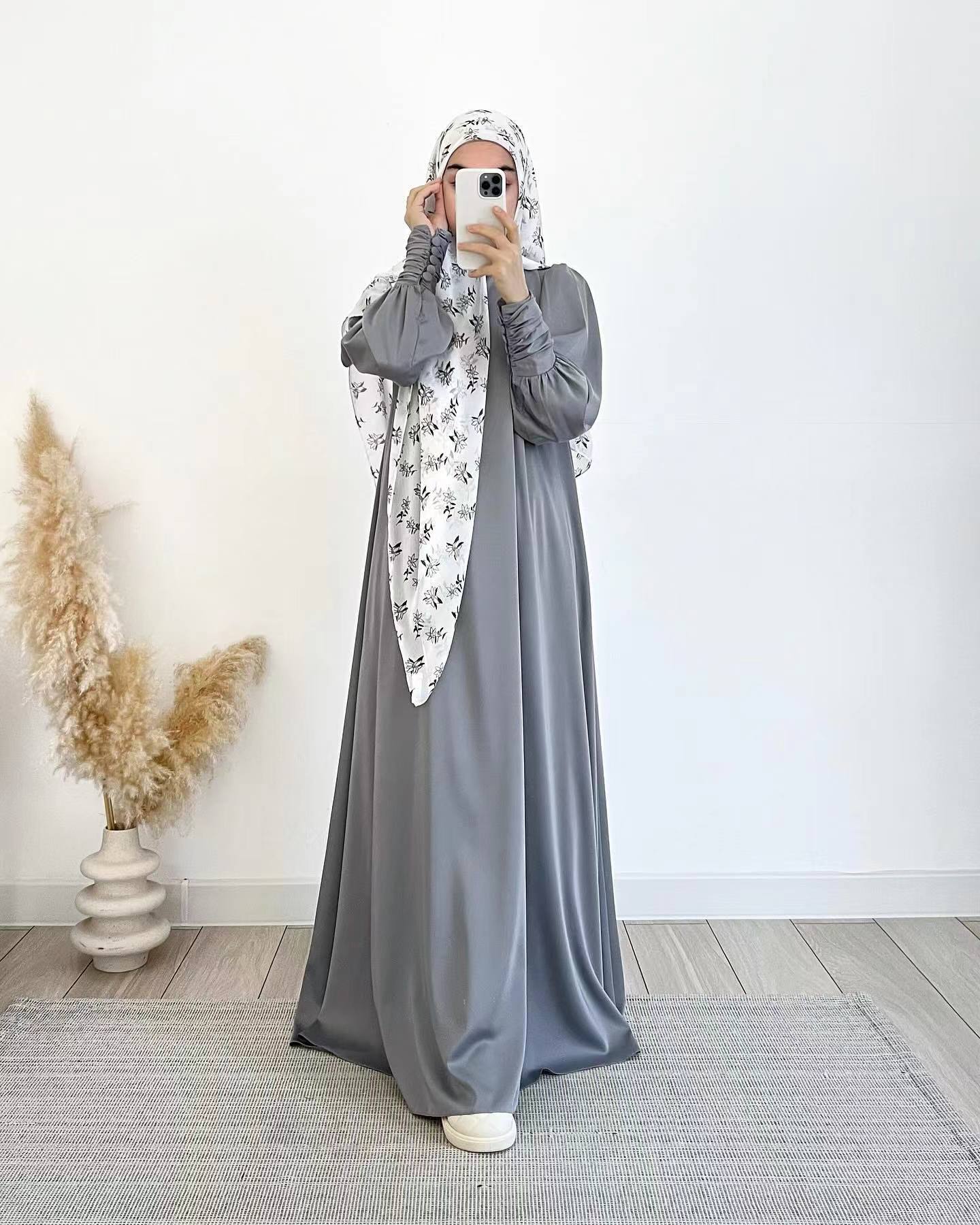 Women's Spring Muslim Wear Soft Fashion Satin Dresses