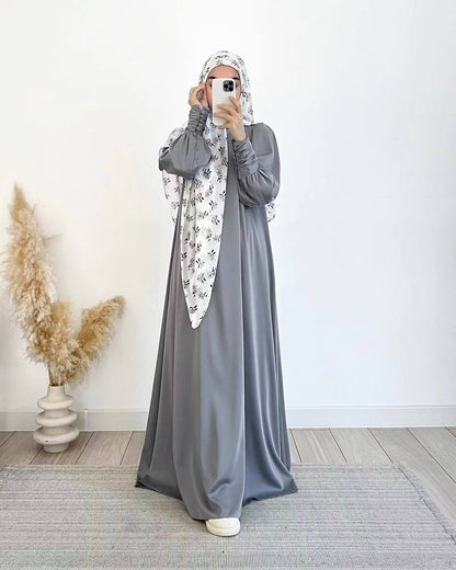 Women's Spring Muslim Wear Soft Fashion Satin Dresses