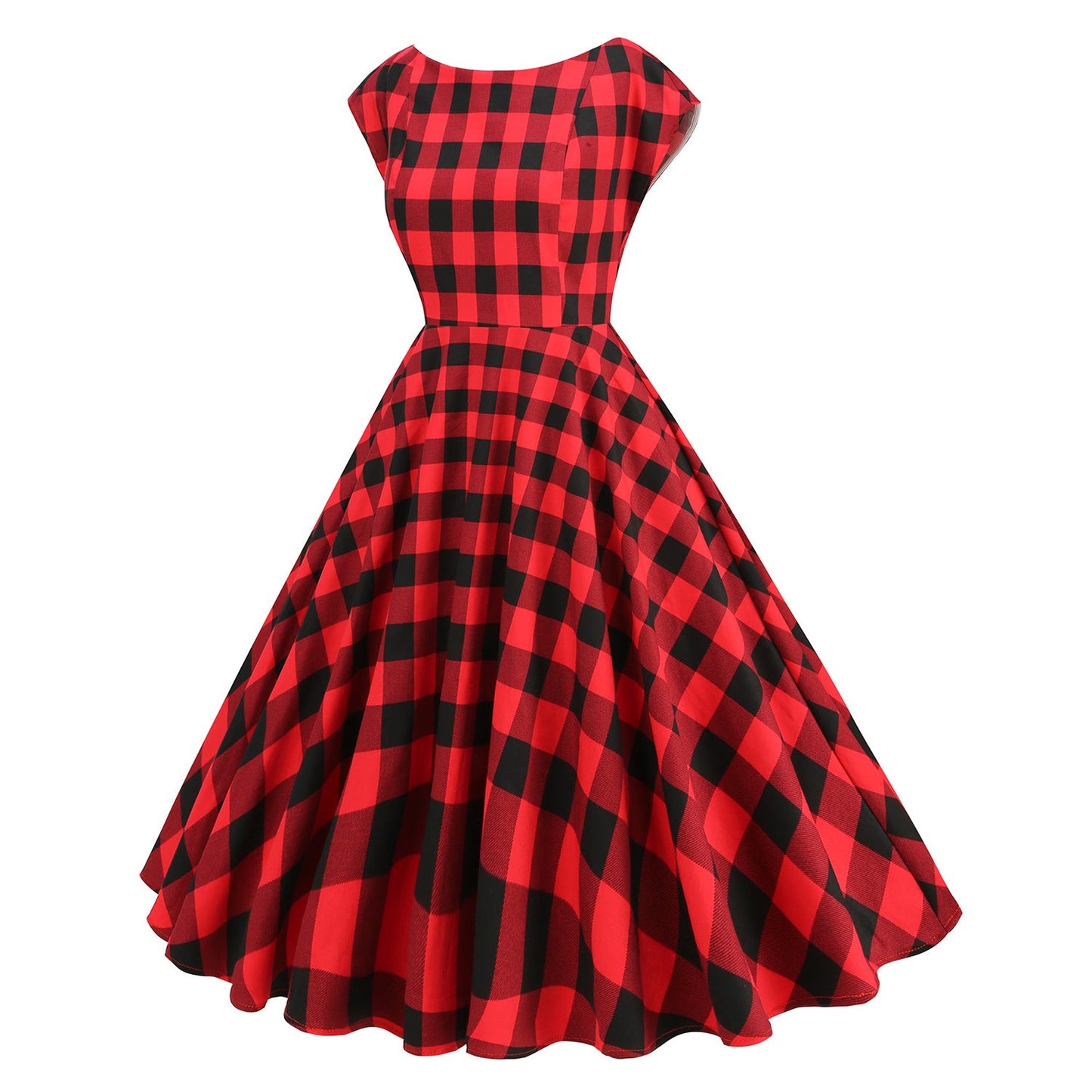 Classic British Plaid Backless Sexy Waist Retro Elegant Big Dresses