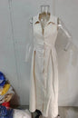 Autumn Solid Color Polo Collar Pleated Long Dresses
