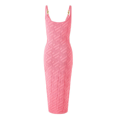 Suspender Dress Metal Buckle Knitted Waist Dresses