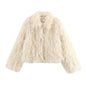 Women's Faux Fur Effect Lapel Long Sleeve Coats