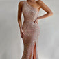 Women's Winter Pink Split Dress One Shoulder Dresses