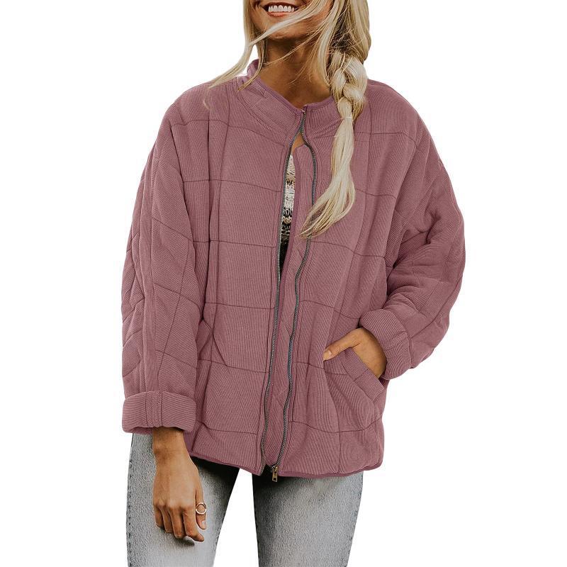 Women's Solid Color Stand-up Collar Loose Pockets Long Coats