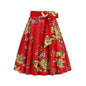 Women's Retro Dots Floral Purple Group Belt Skirts