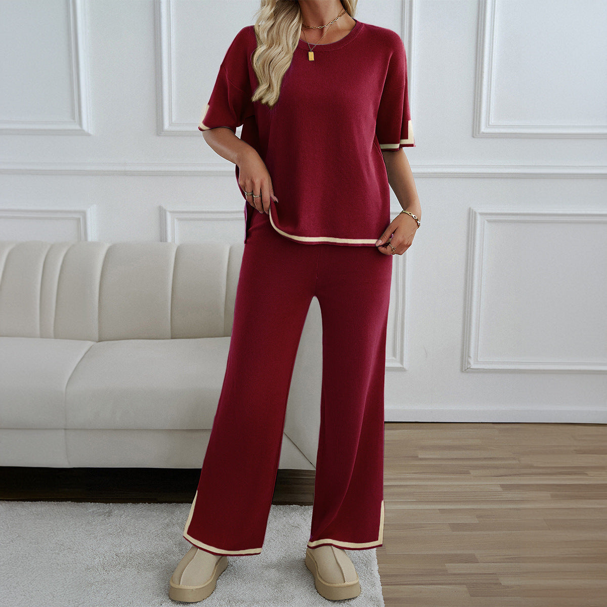 Women's Fashion Wear Temperament Leisure Trousers Sleeve Suits