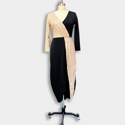 High Waist Pure Color Temperament Commute Mid-length Dresses