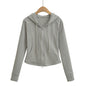 Autumn Fashion Simple Style Double Zipper Hooded Drawstring Tops