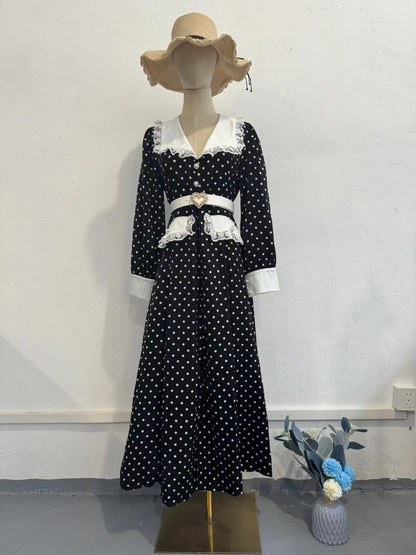 Summer Lace Doll Collar Polka Dot Dresses