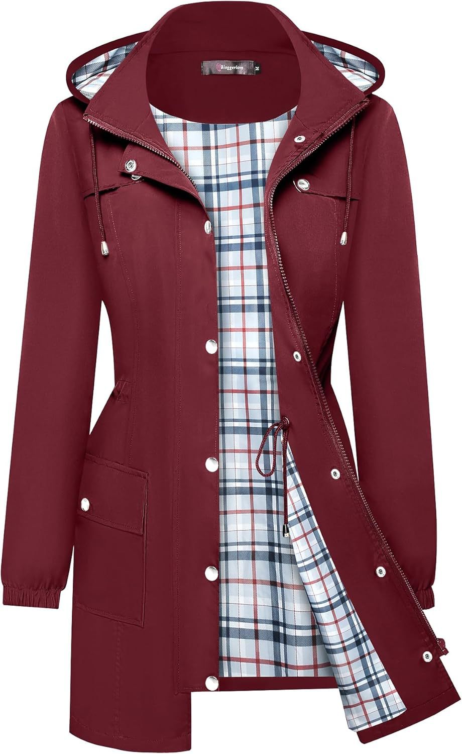 Women's Casual Fashion Plaid Long Sleeve Anorak Coats