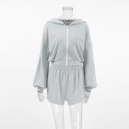 Women's Autumn Hooded Long Sleeve Loose Two-piece Suits