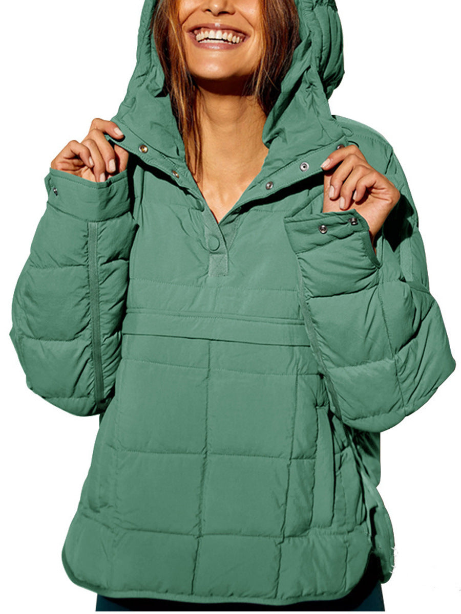 Women's Solid Color Hooded Pullover Pocket Long Coats