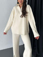 Women's Zipper Knitting High Neck Ribbing Home Suits