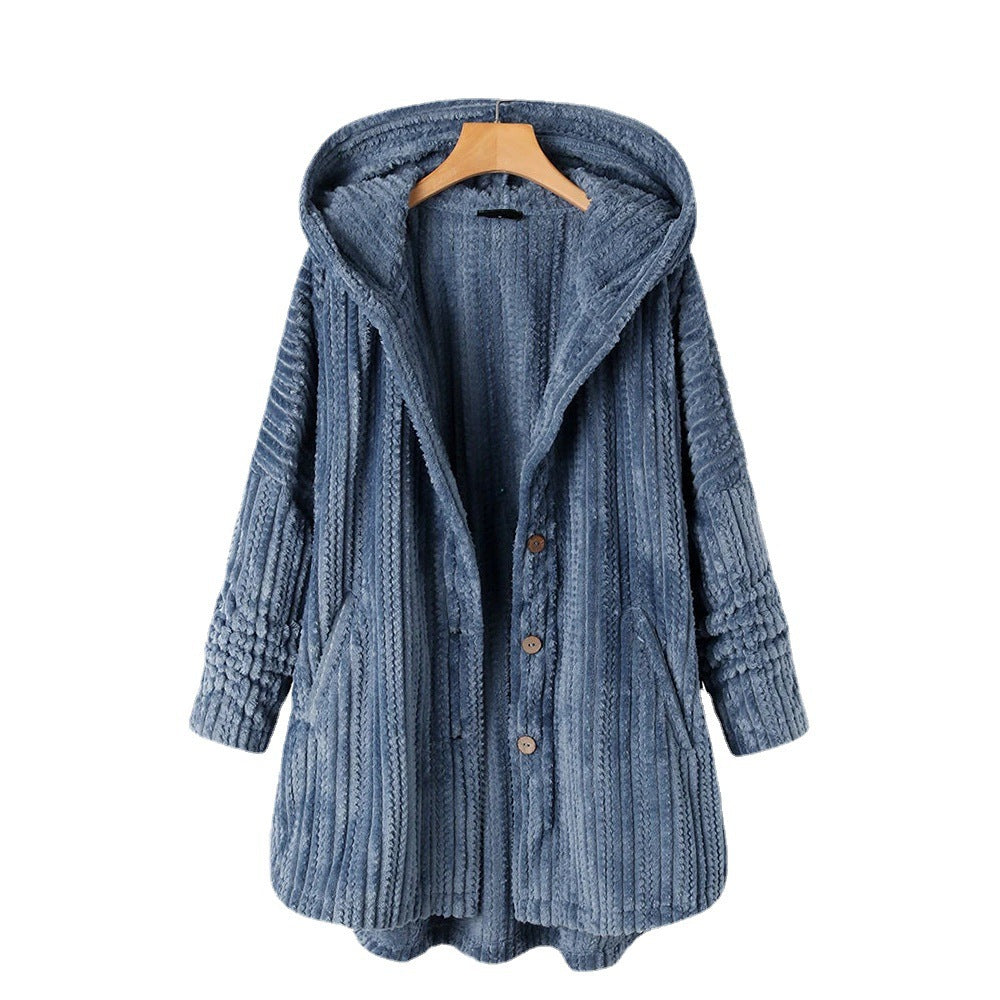 Women's Single-breasted Loose Casual Plush Temperament Long Sweaters