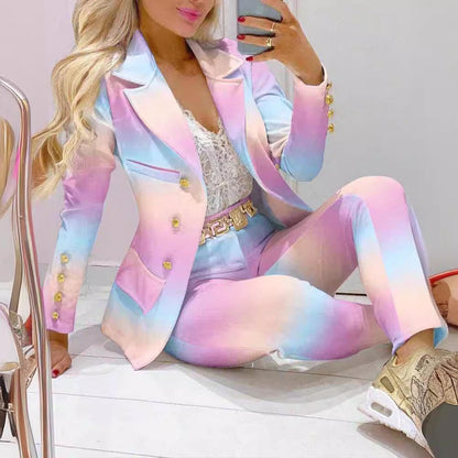 Fashion Printed Long Sleeve Casual Small Suits